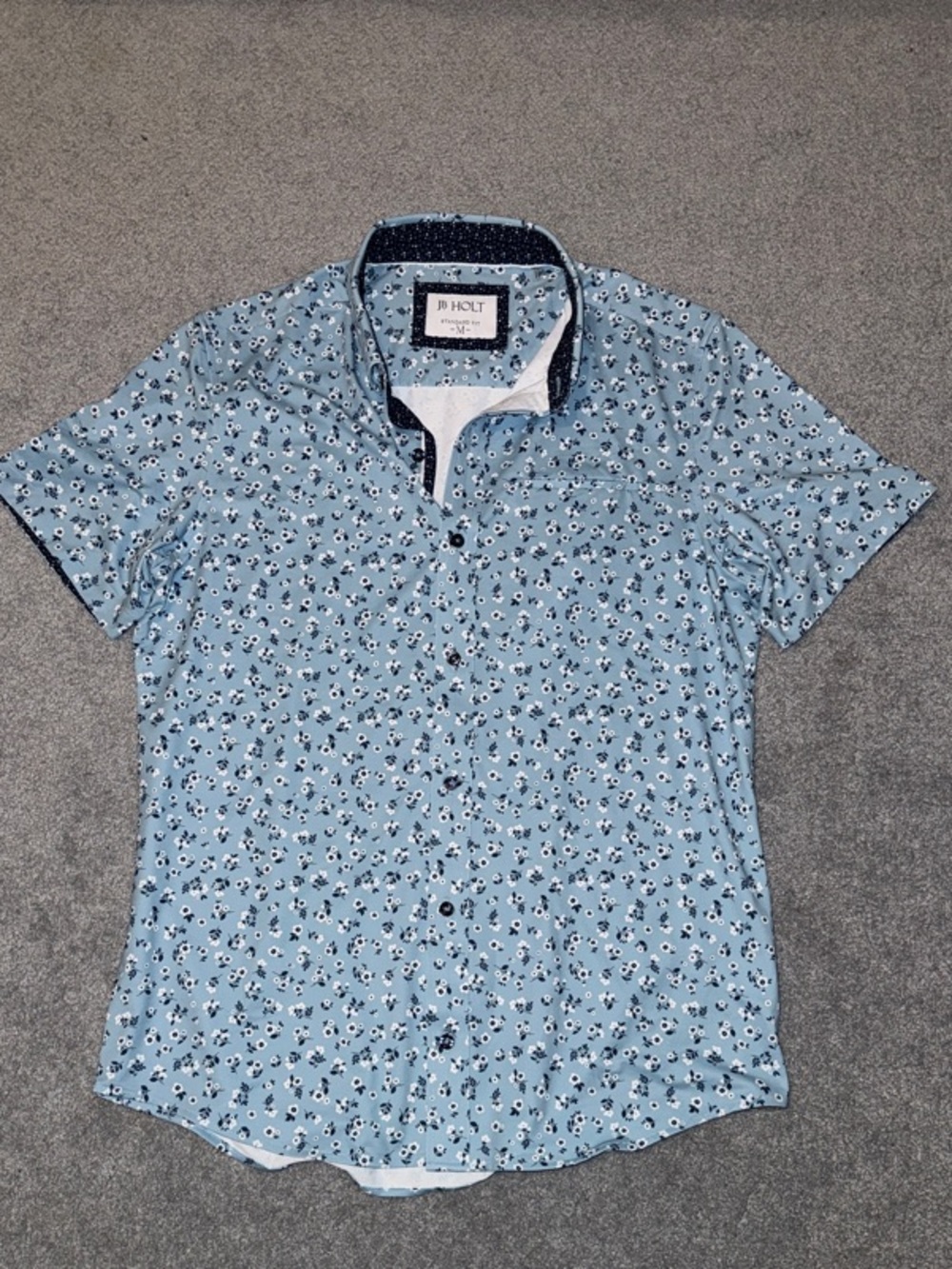 Jb Holt Men's Light Blue Floral Short-Sleeve Shirt